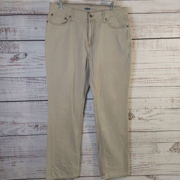 Old Navy Pants Mens 34 Beige Thin Straight Five Pocket - Picture 1 of 3